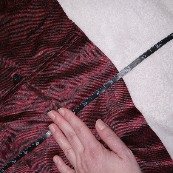 Vintage Mens Club Rave Shirt Street Culture Button Up Shiny Red Wave Size XL - Picture 12 of 15